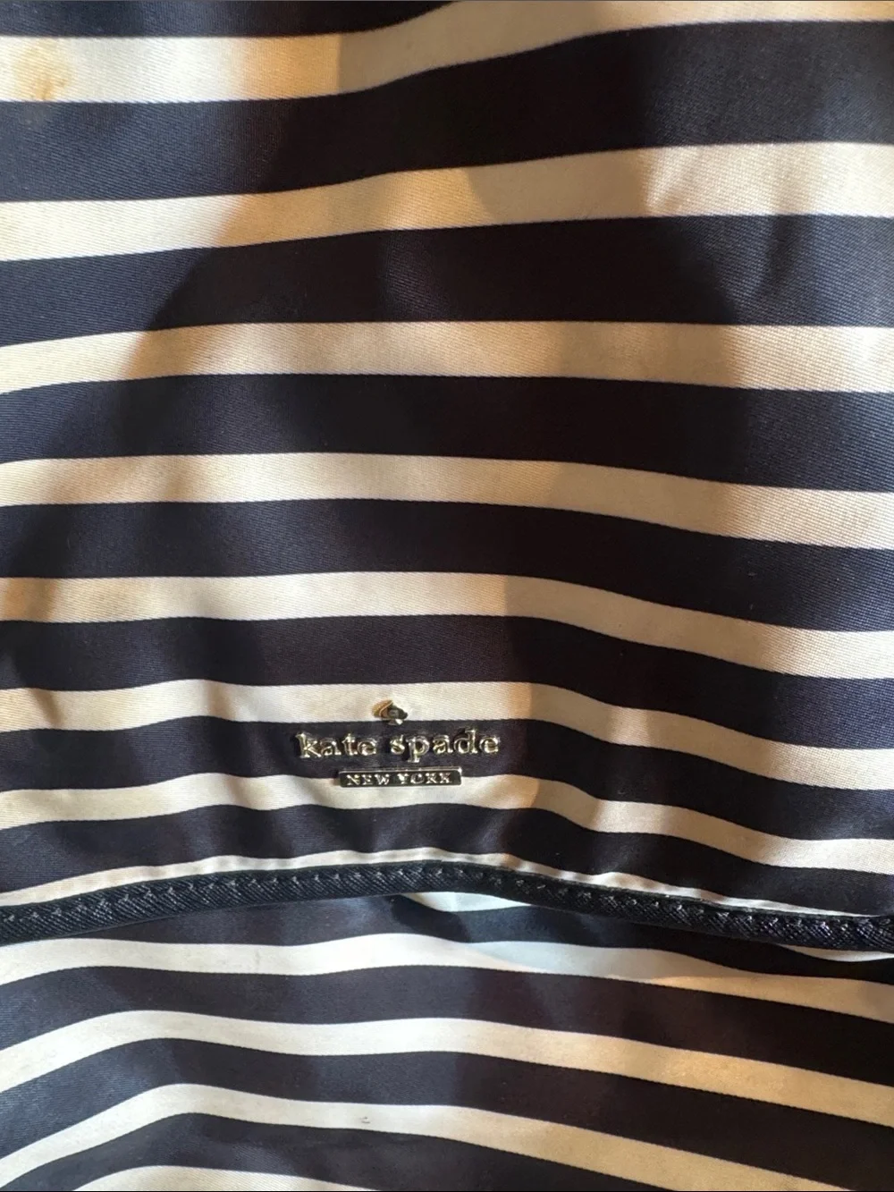 kate spade Black and White Striped Nylon Backpack